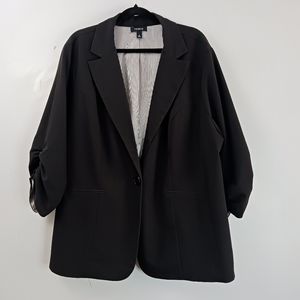 Torrid Women's Black Blazer Jacket Plus Size 4 (4X) 3/4 Sleeves Button Closure